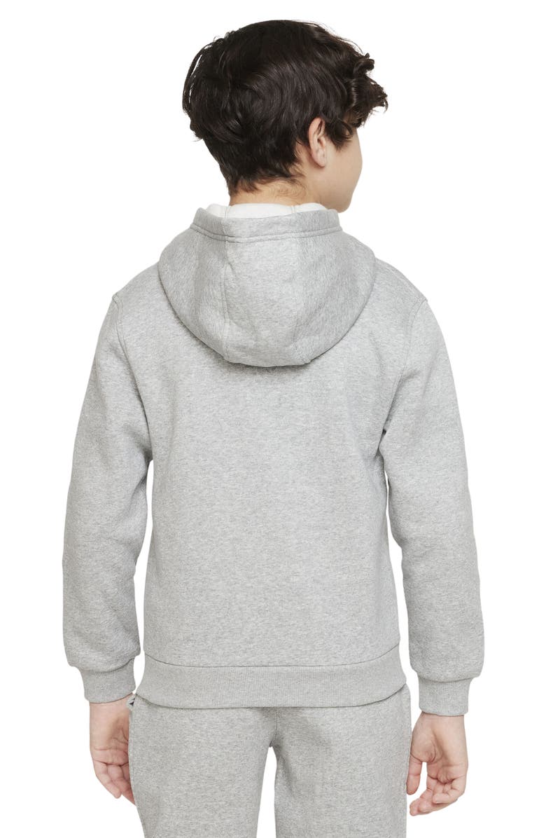 Nike Kids' Sportswear Club Fleece Full-Zip Hoodie, Alternate, color, 063 Dk Grey Heather/Grey/White