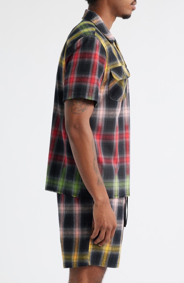 Billionaire Boys Club Rave Plaid Camp Shirt, Alternate, color, Black