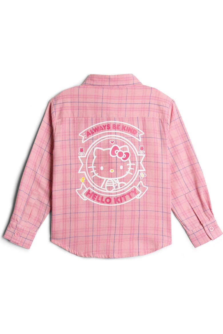 Long-Sleeve Flannel Button-Down Shirt, Alternate, color, Hello Kitty Pink