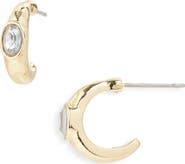 BaubleBar Bezel Crystal Hugggie Hoop Earrings
