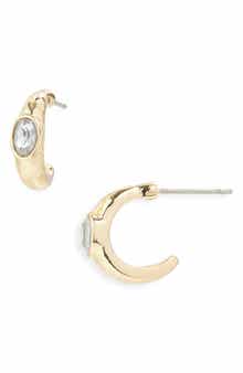 BaubleBar Bezel Crystal Hugggie Hoop Earrings