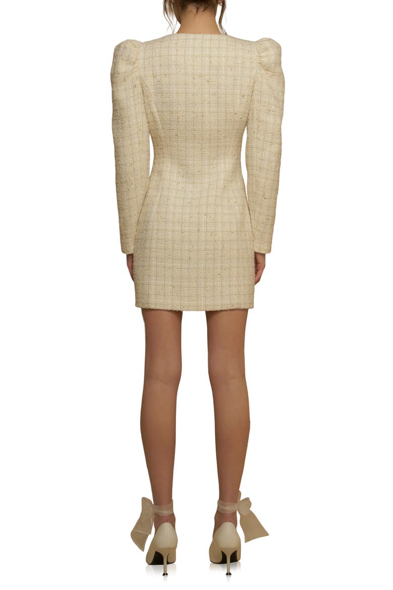 Premium Long Sleeve Tweed Mini Dress, Alternate, color, IVORY