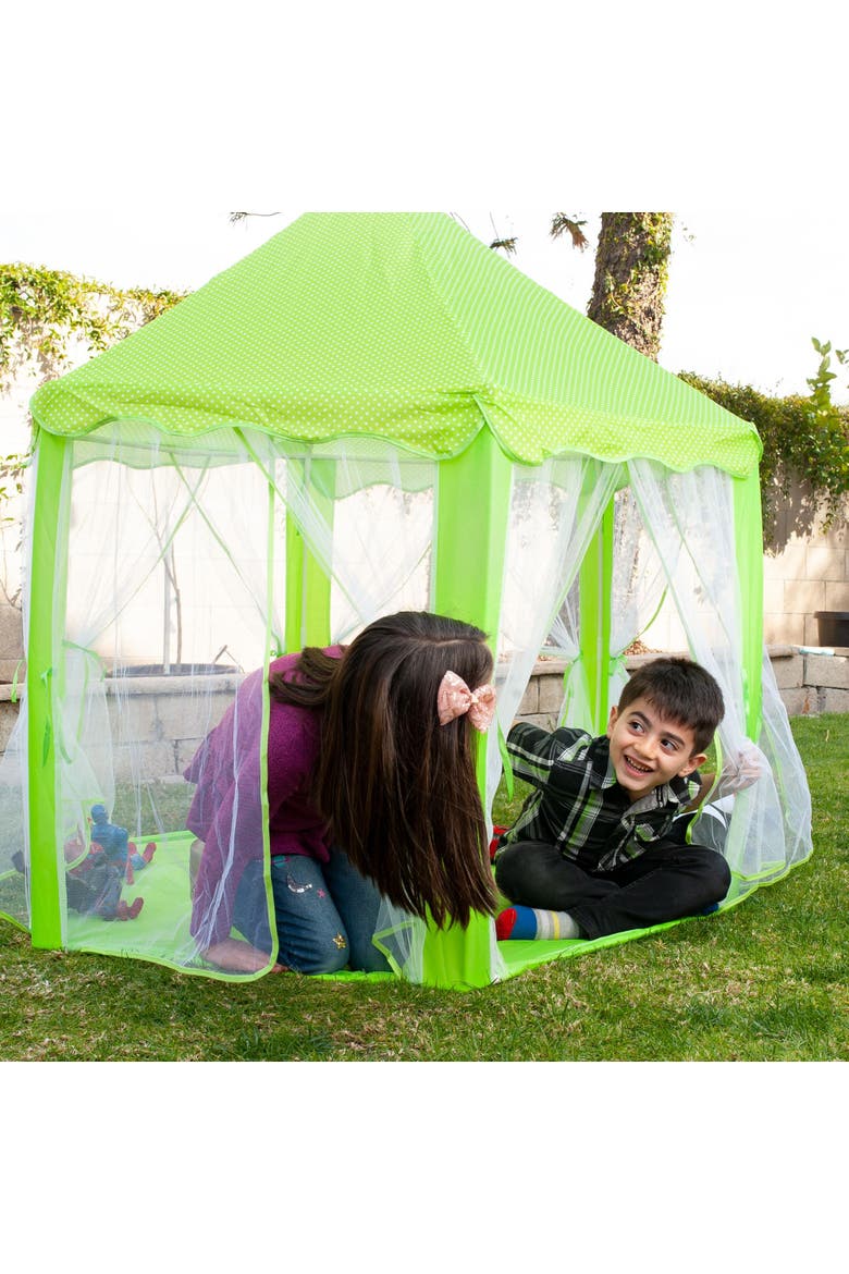 Green Hexagon Fantasy Castle Play Tent | 53 x 47 x 55 Inches, Alternate, color, Green