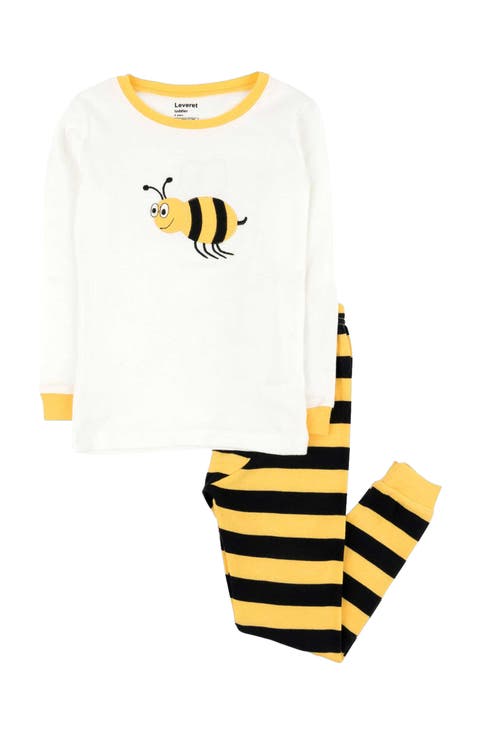 Two-Piece Printed Cotton Pajamas, Stripes, Animals & Characters (Baby)