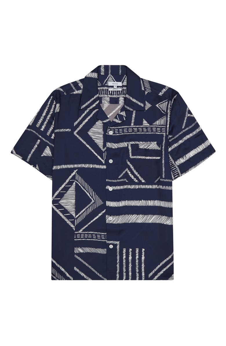 Men's Mackrae Geo Print Short Sleeve Button-Up Camp Shirt