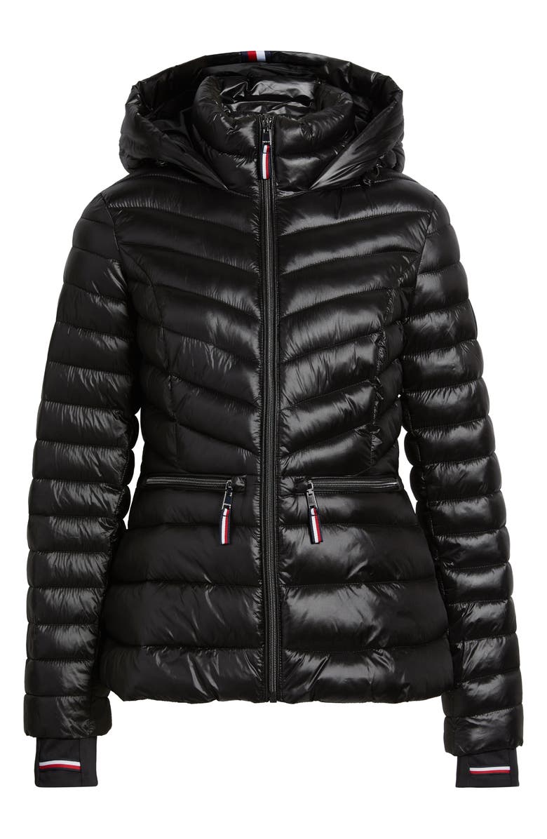 Tommy Hilfiger Packable Chevron Puffer Jacket with Hood, Main, color, Black