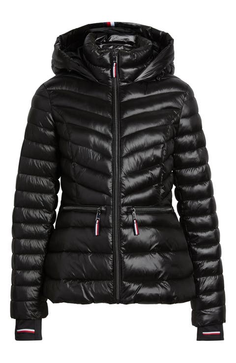 Packable Chevron Puffer Jacket with Hood