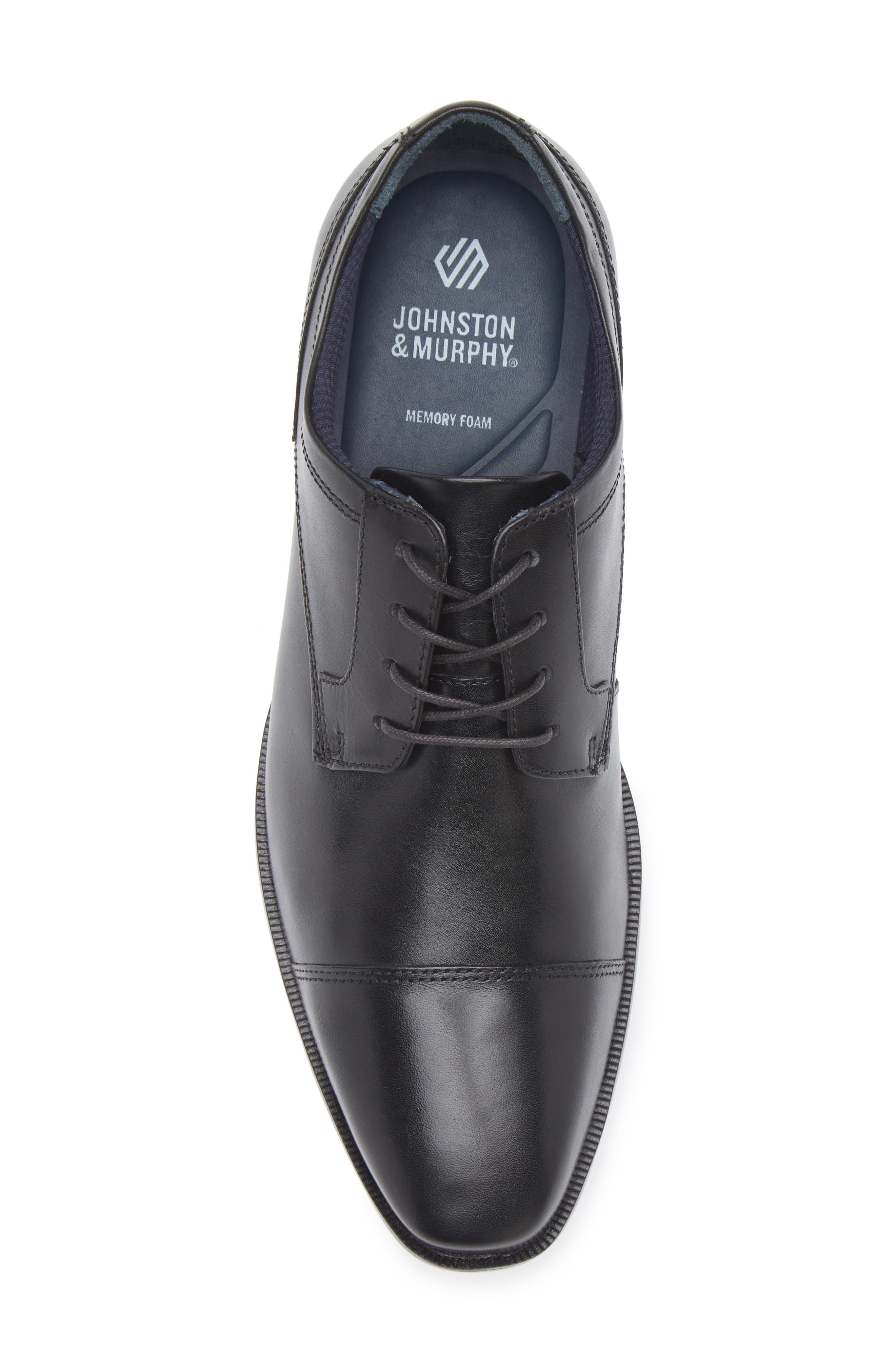 Johnston & Murphy Landon Cap Toe, Alternate, color, Black Full Grain