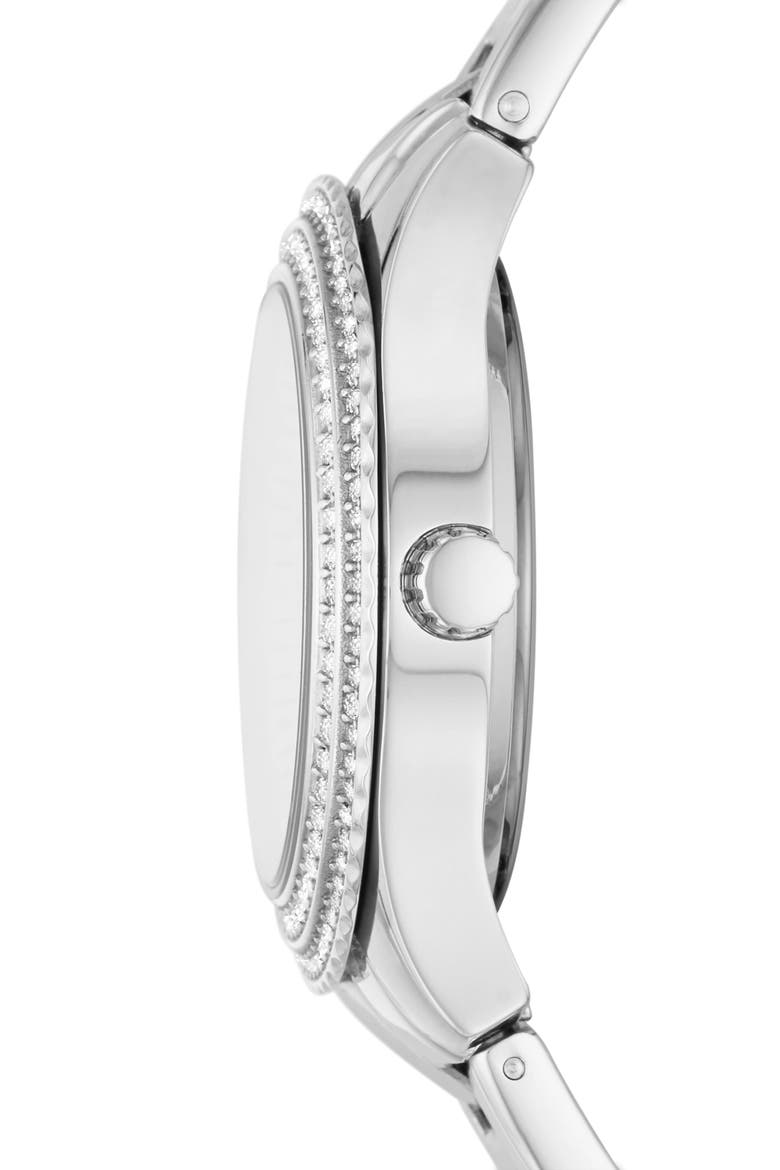 Stella Crystal Bezel Bracelet Watch, 37mm, Alternate, color, STAINLESS STEEL