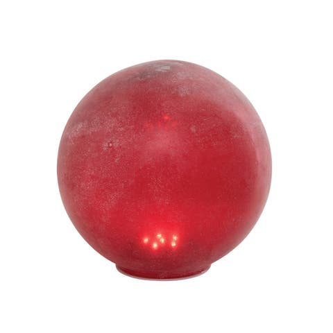 Frosted Glass Globe with LED Light, Red