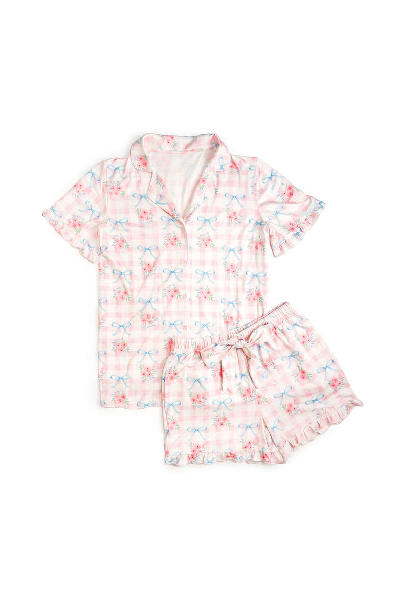Gingham Trellis Women's Lounge Set, Main, color, Soft Pink