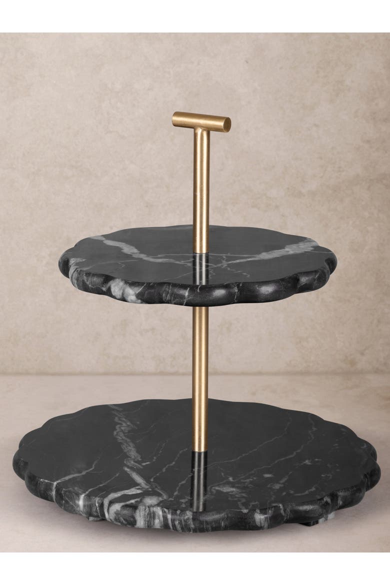 Concorde Black Marble Two-Tier Cake Stand, Main, color, Black