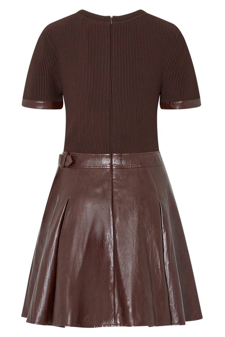 Devyn Mixed Media Minidress, Alternate, color, DARK BROWN