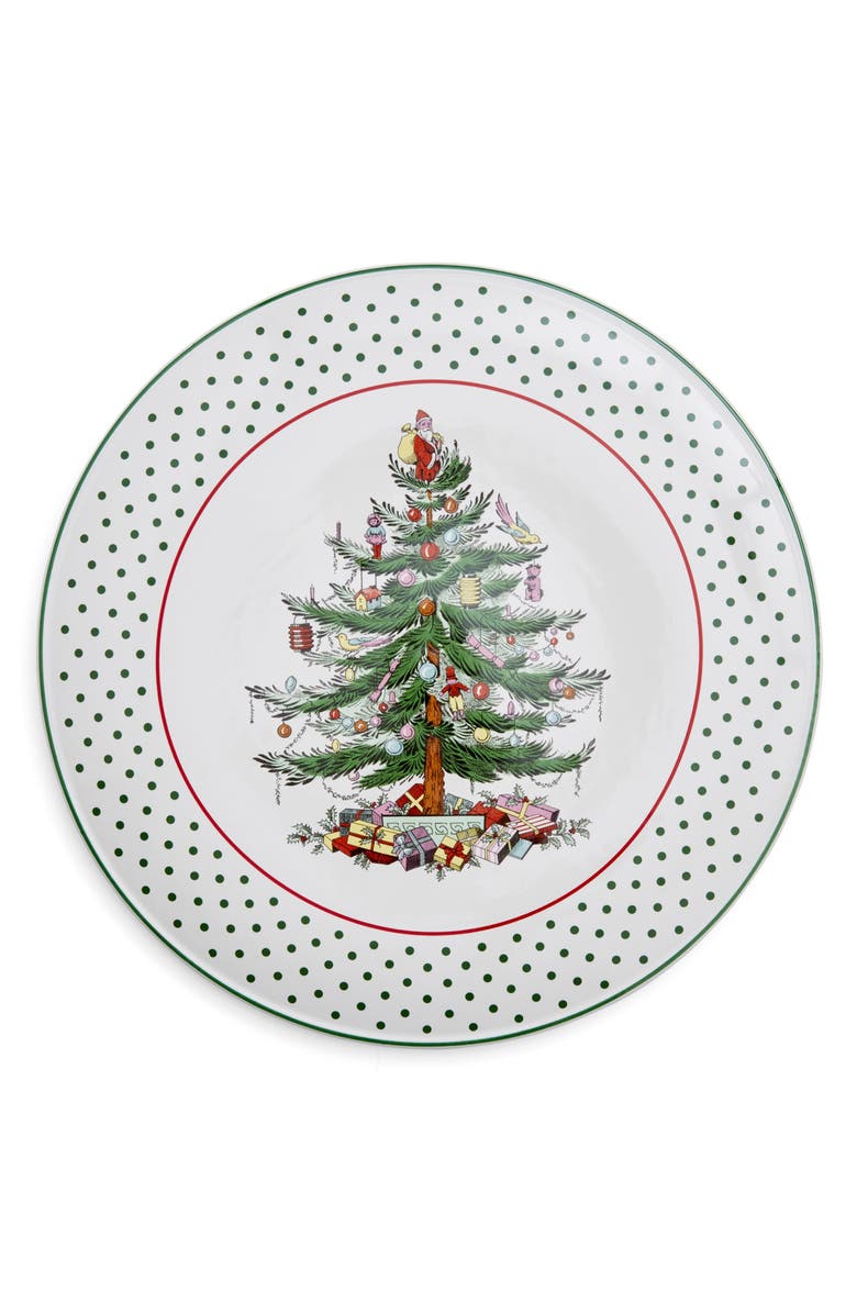 Spode Christmas Tree Polka Dot Cake Plate, Main, color, 