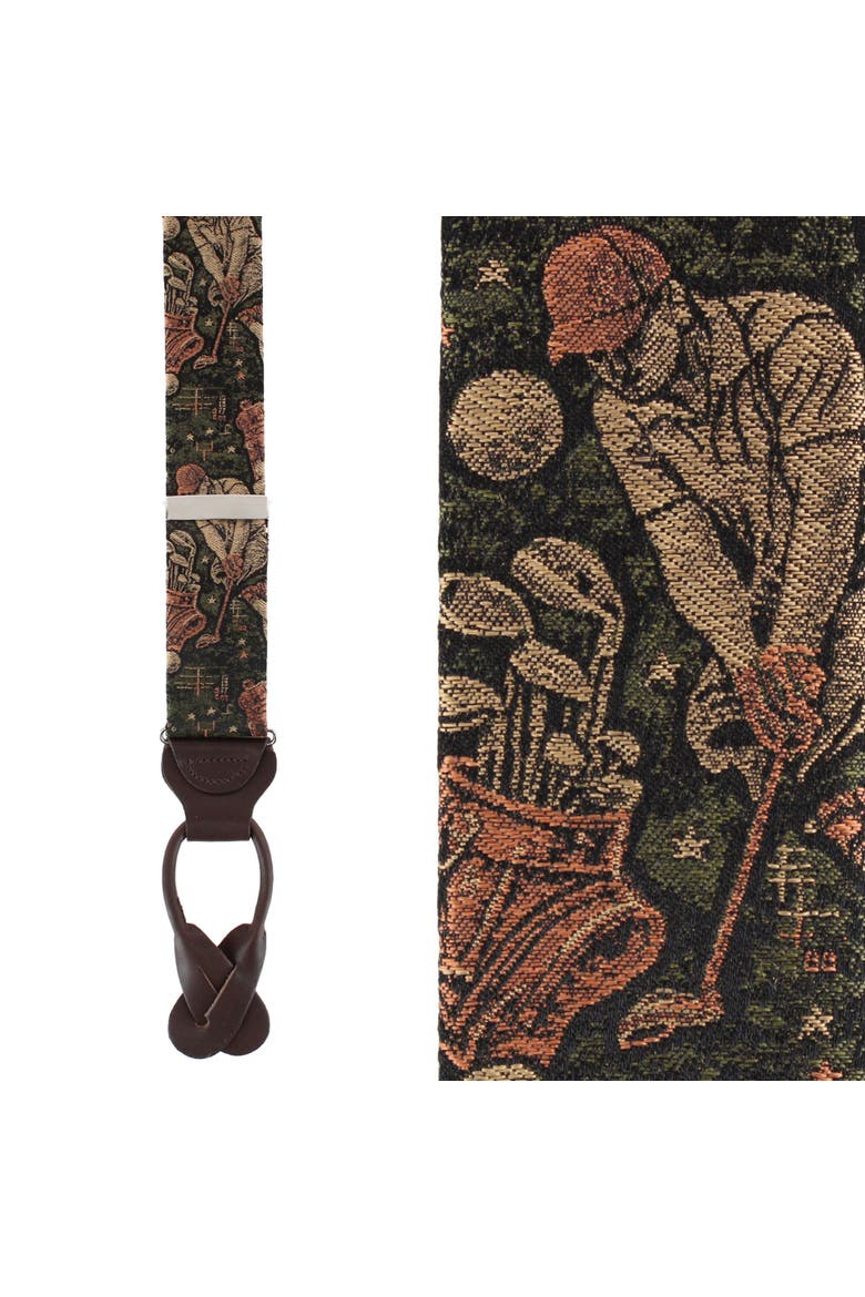 It's a Birdie Golf Silk Novelty Button End Suspenders, Main, color, Green