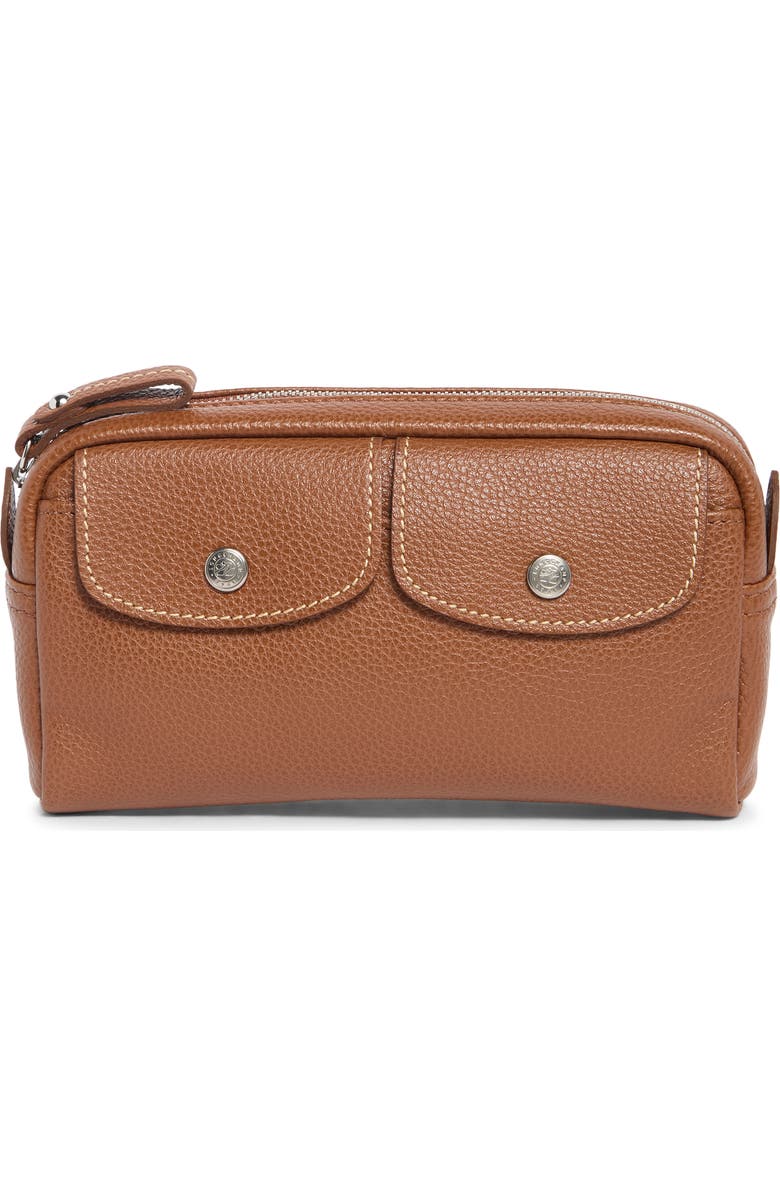 Longchamp Wide Cosmetic Case, Main, color, Cognac