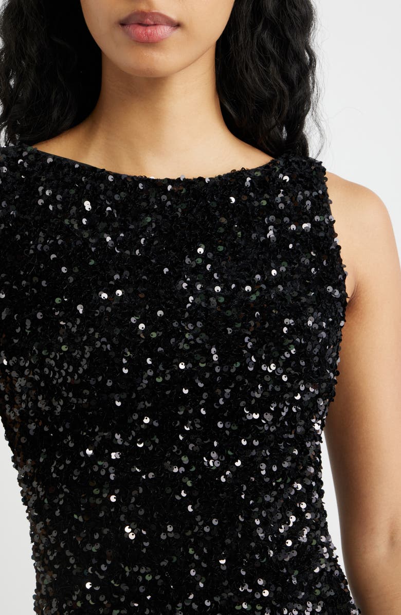 Princess Polly Cinematic Sequin Minidress, Alternate, color, Black