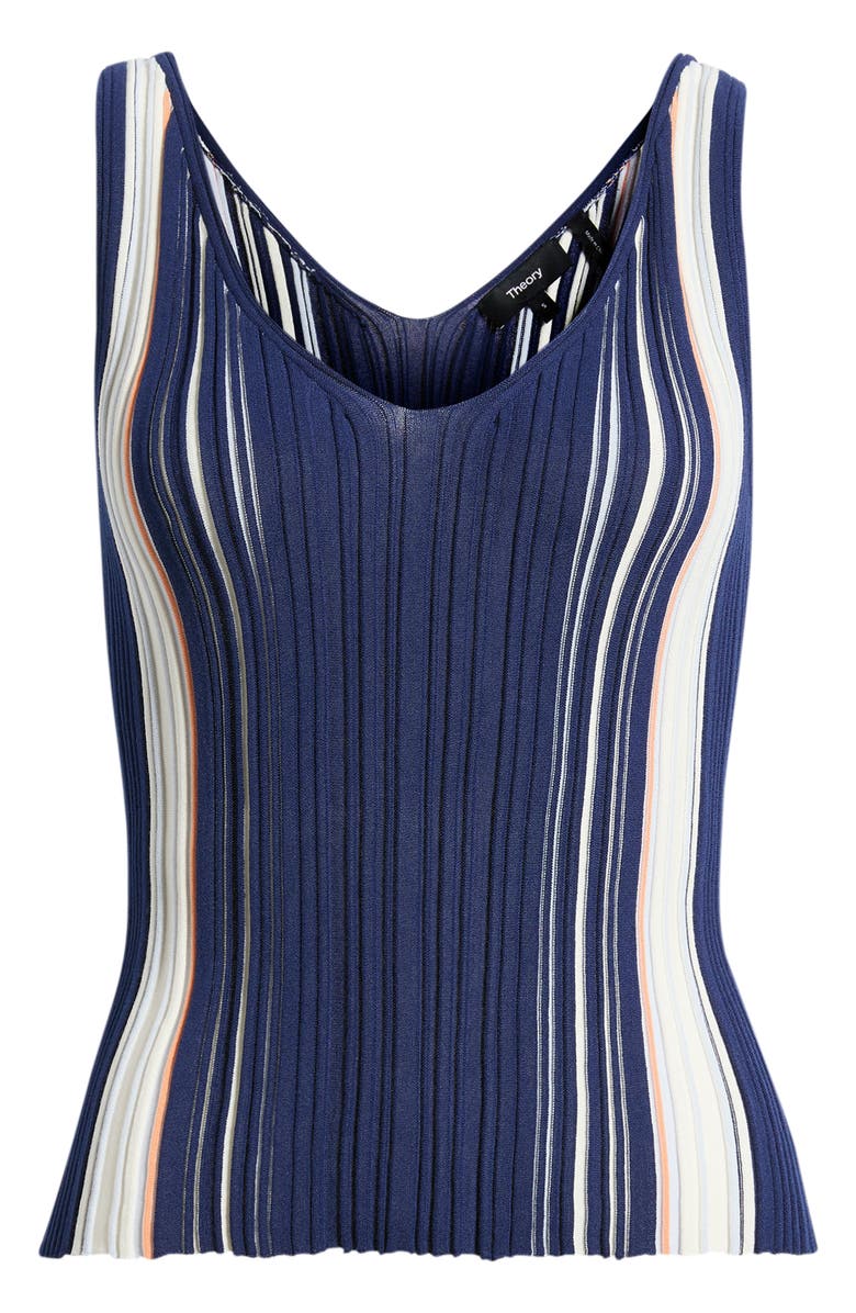Theory Berkle Crinkle Organic Cotton Blend Tank, Main, color, Navy Multi