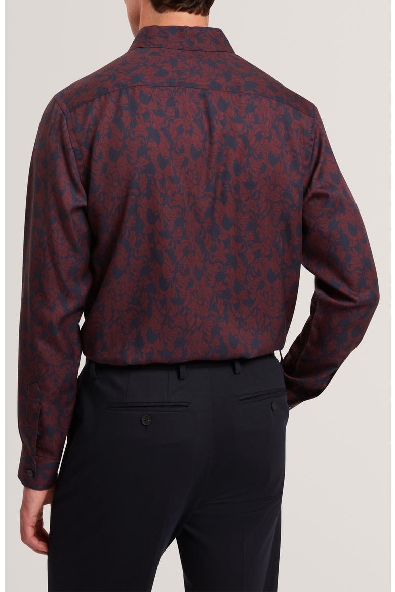 Akselle Print Cotton Button-Up Shirt, Alternate, color, MAROON
