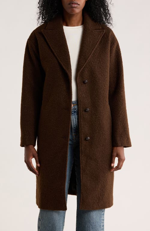 Lucky Brand Notch Lapel Faux Leather Trim Western Coat In Brown