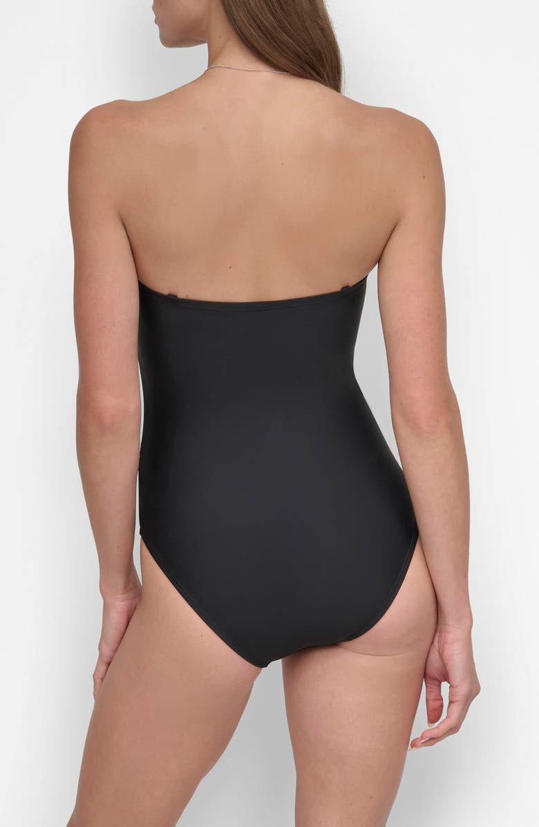DKNY Bandeau Shirred One-Piece Swimsuit, Alternate, color, Blk