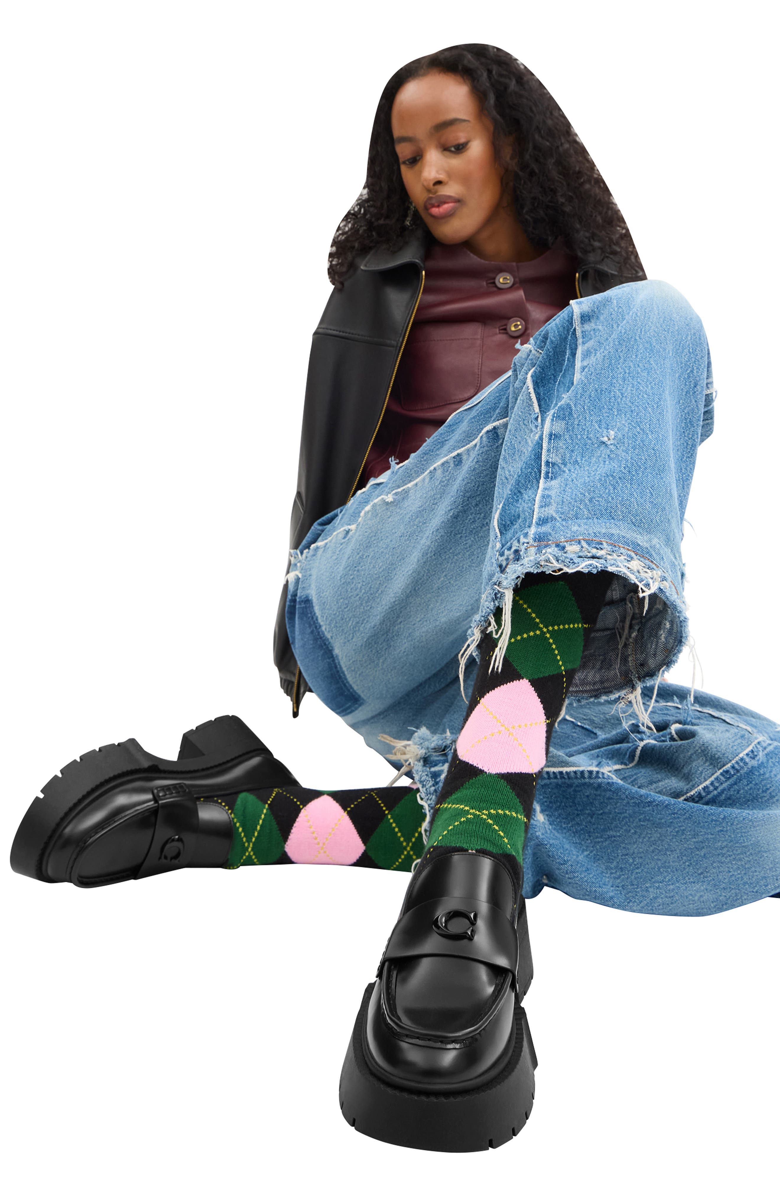 COACH Leah Platform Loafer, Alternate, color, Black