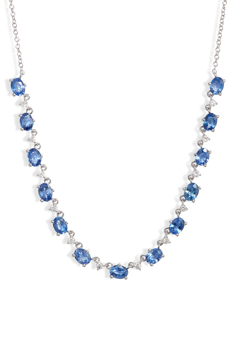 Sapphire & Diamond Necklace, Main, color, WHITE
