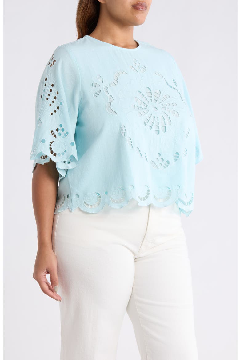 Cutout Linen Blend Top, Alternate, color, BLUE GLOW
