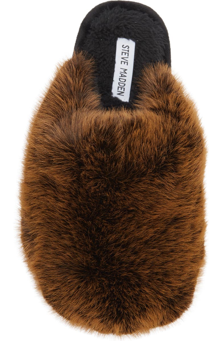 Steve Madden Poof Faux Fur Slipper, Alternate, color, Brown