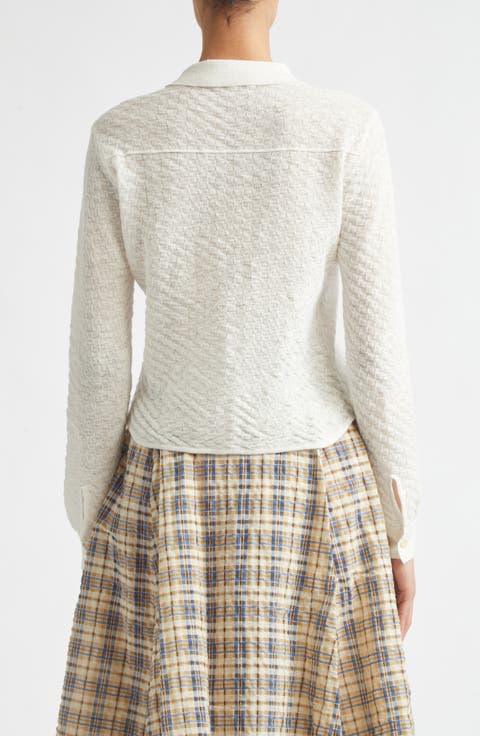 Turner Crop Linen Blend Check Jacquard Shirt