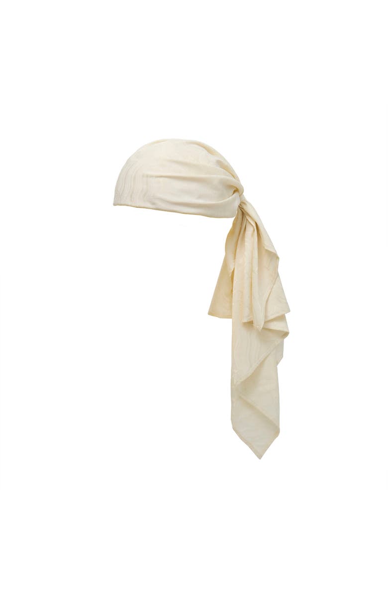 Lele Sadoughi Sophia Silk Scarf Cap, Main, color, Ivory