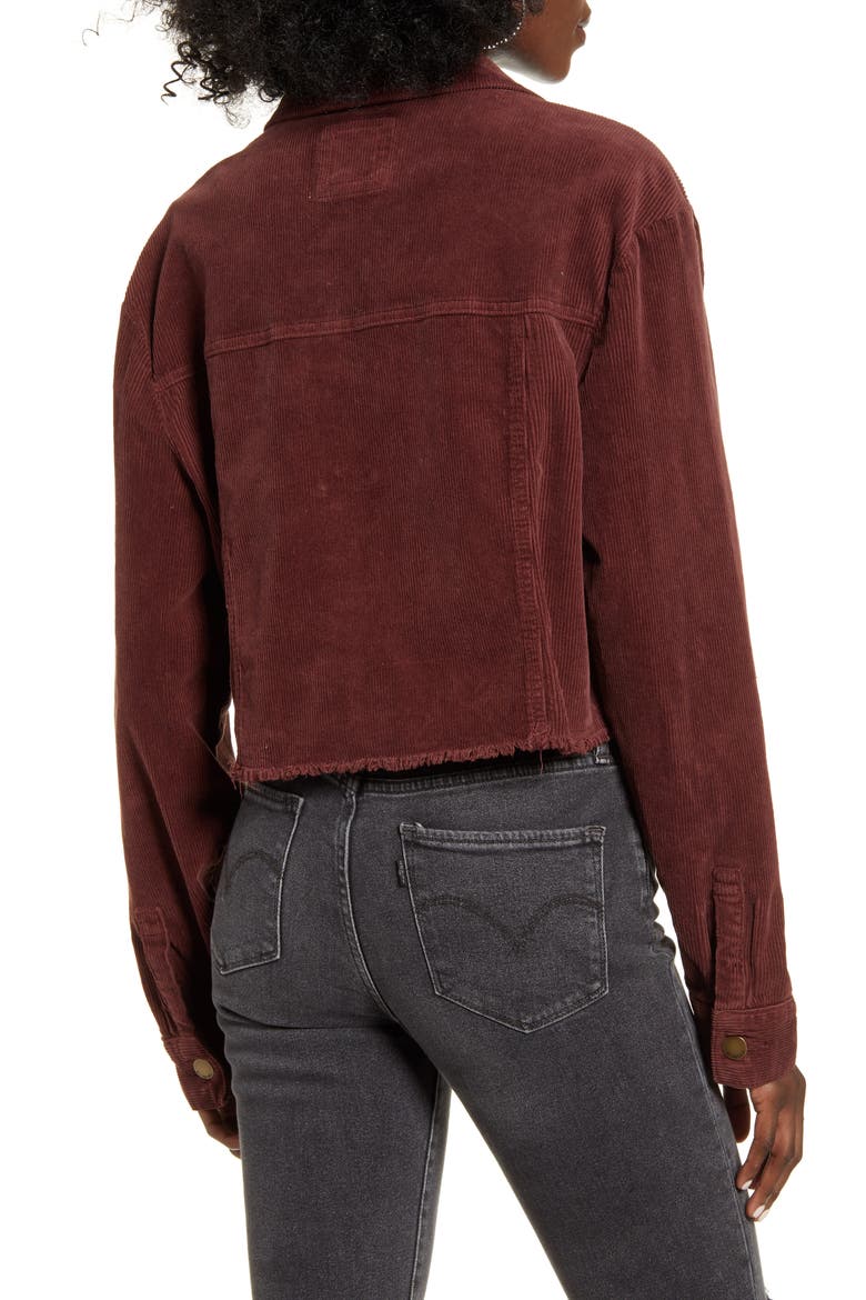 Boy Toy Corduroy Crop Trucker Jacket, Alternate, color, COCO BERRY
