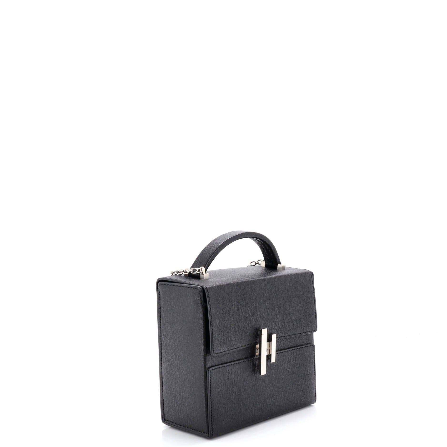 Pre-Owned Hermes Cinhetic Top Handle Bag Verso Chevre Mysore, Alternate, color, Verso - Noir/Bleu Electrique