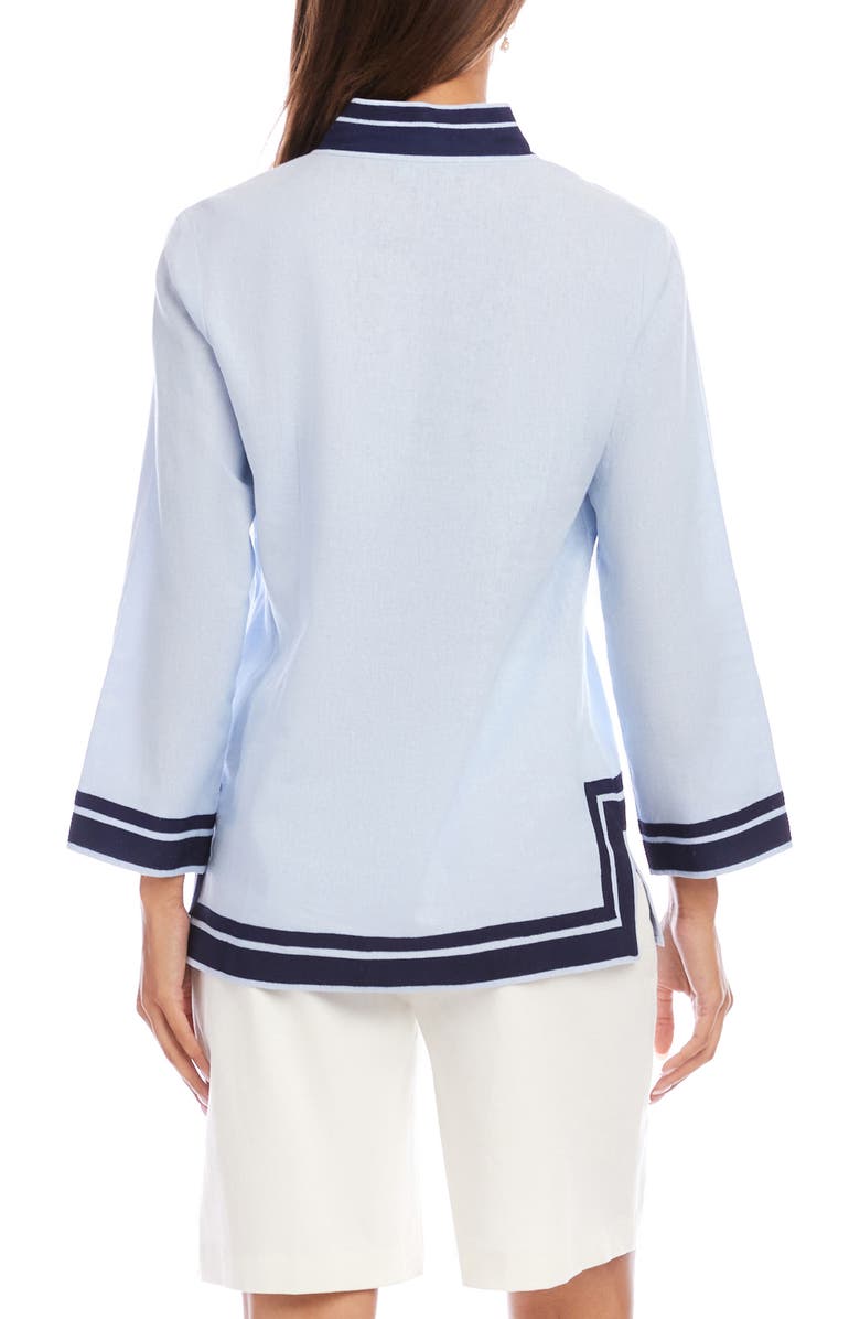 Karen Kane The St. Tropez Linen Blend Tunic, Alternate, color, Pale Blue/ Navy