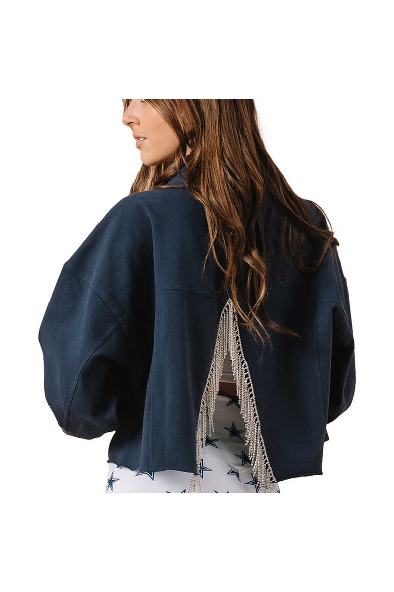 Women's Navy Dallas Cowboys Baroness Rhinestone Full-Snap Shacket, Alternate, color, Navy