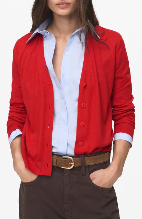 V-Neck Knit Cardigan (Regular & Plus)