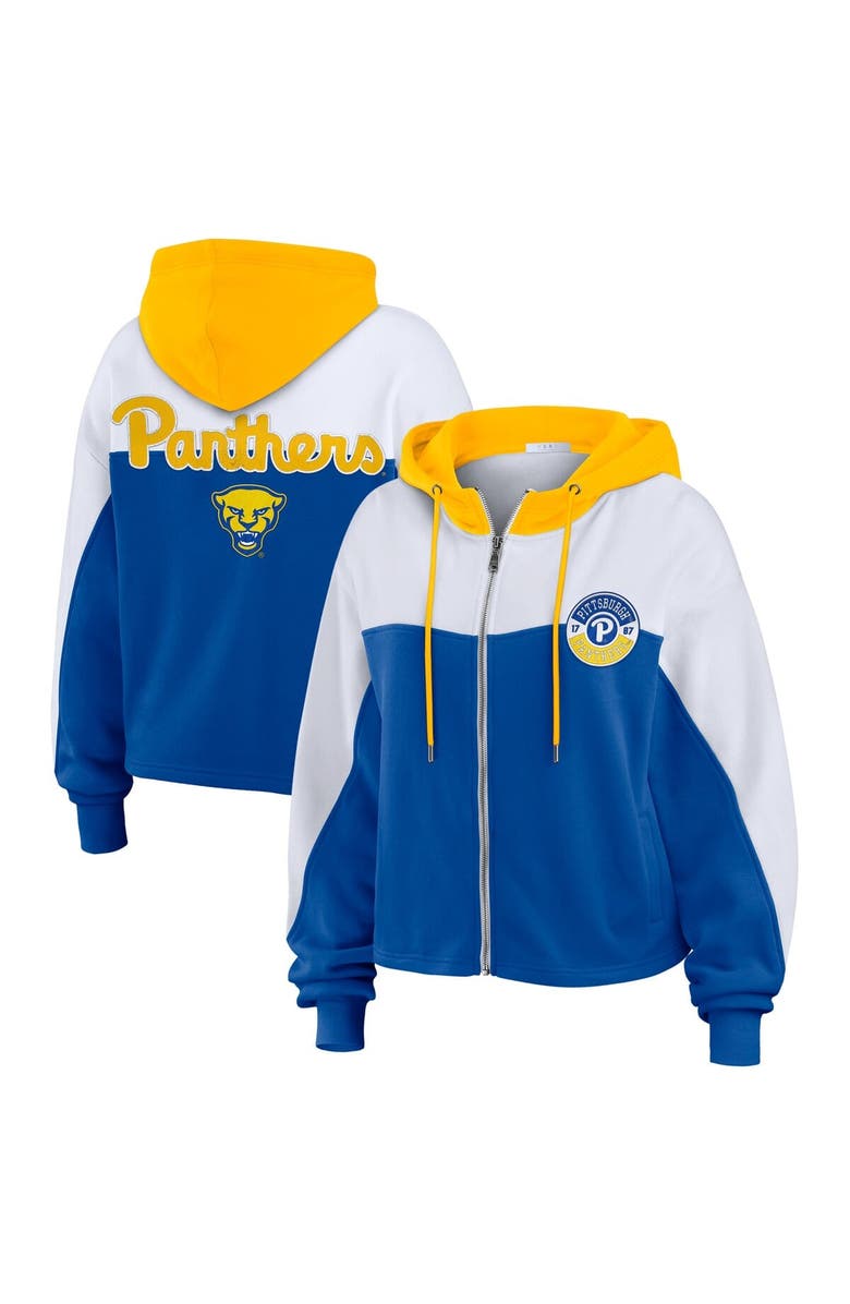 WEAR by Erin Andrews Women's WEAR by Erin Andrews Royal Pitt Panthers Color-Block Full-Zip Hoodie, Main, color, Royal