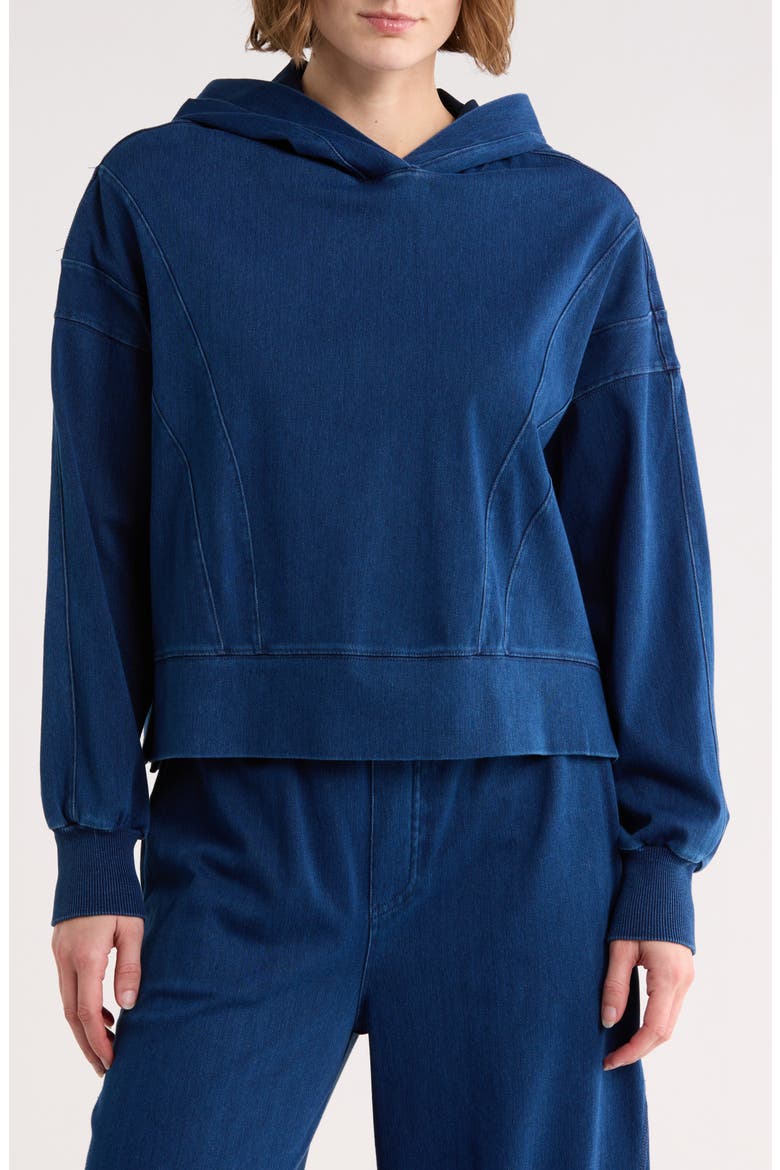 Flow Crop Hooded Sweatshirt, Main, color, WASHED FOREVER DENIM