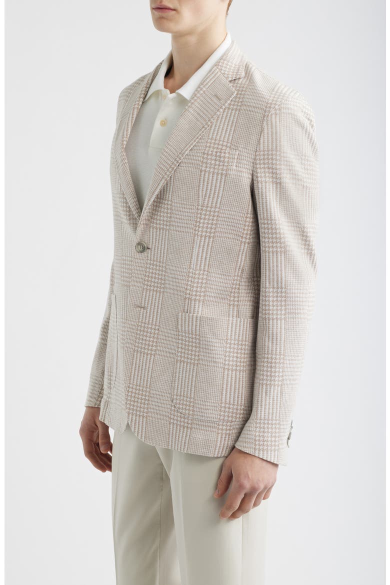 Prince of Wales Check Knit Cotton & Linen Sport Coat, Alternate, color, LIGHT BEIGE