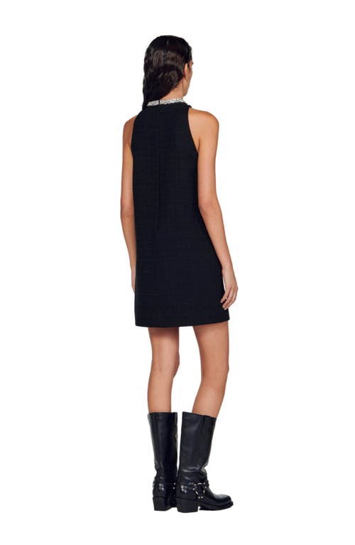 Sandro Dress With Jewellery Collar In Black