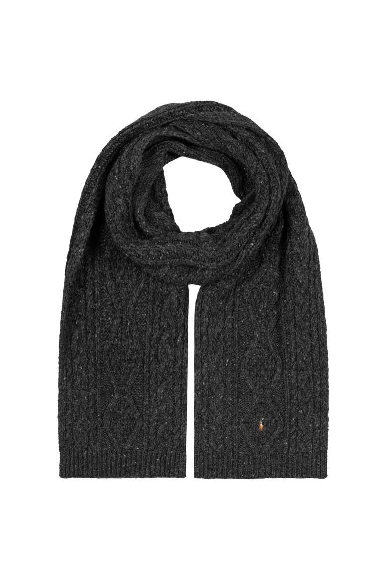 Aran Tweed Scarf, Main, color, Charcoal