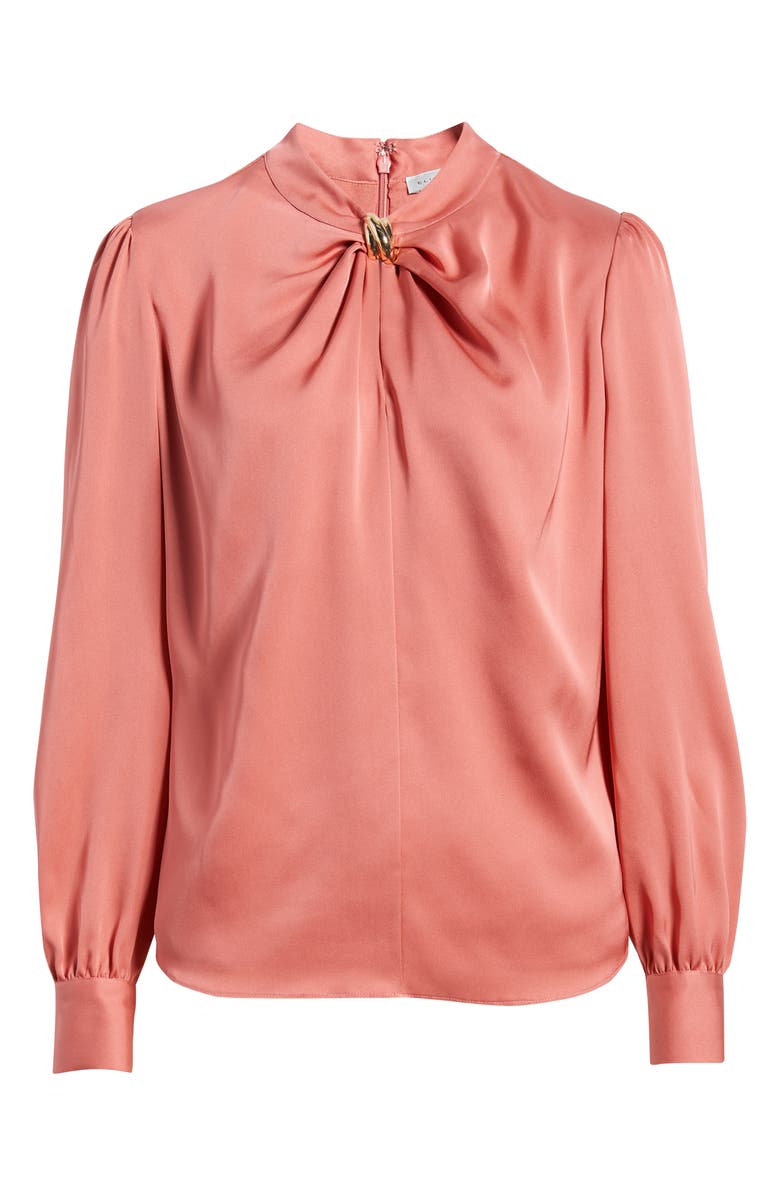 Elie Tahari The Valentine Stretch Silk Top, Alternate, color, Dragon Fruit