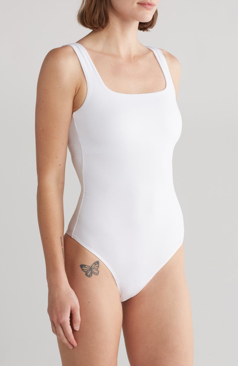 Good American Good Form Modern Tank Bodysuit, Alternate, color, White001