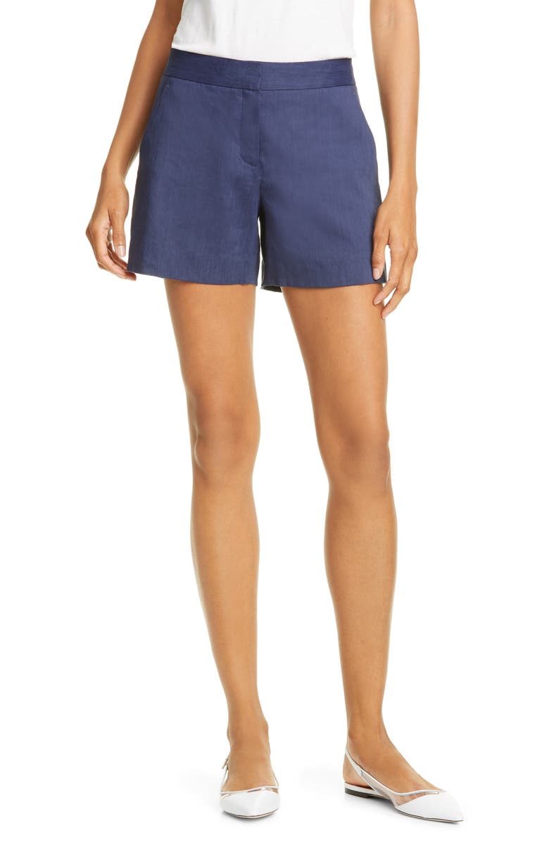 Theory Lynie R High Waist Linen Blend Shorts, Main, color, 