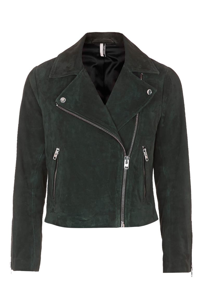 Suede Caddy Jacket, Alternate, color, DARK GREEN