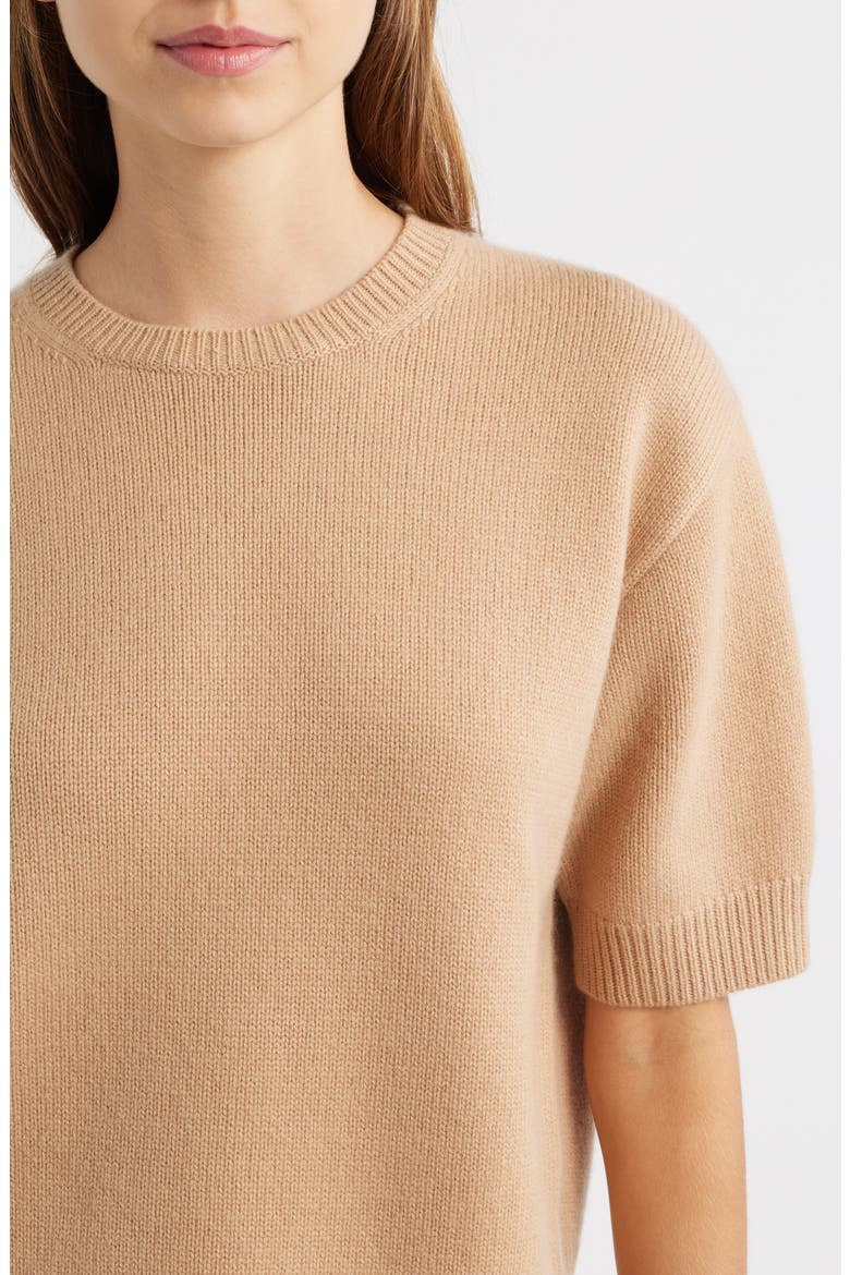 Short Sleeve Cashmere Sweater, Alternate, color, NEW CAMEL