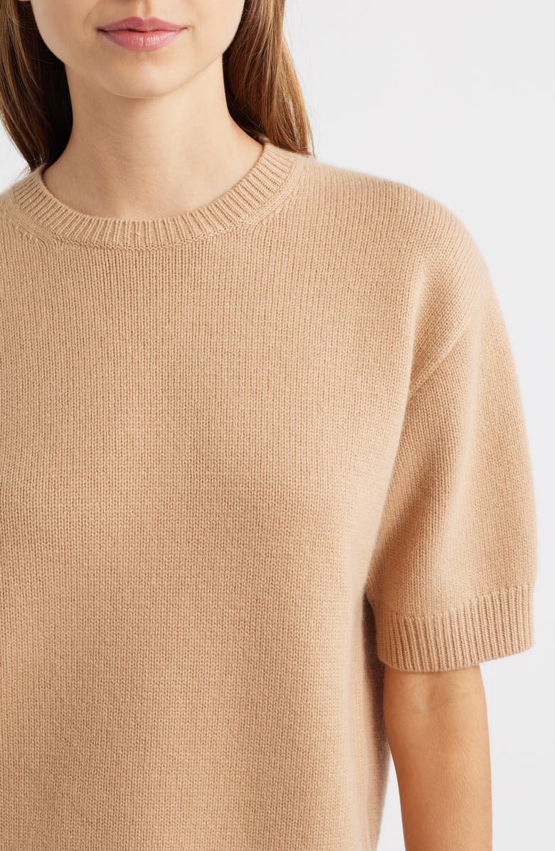Theory Short Sleeve Cashmere Sweater, Alternate, color, New Camel
