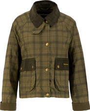 Barbour Beadnell Tartan Waxed Cotton Crop Jacket