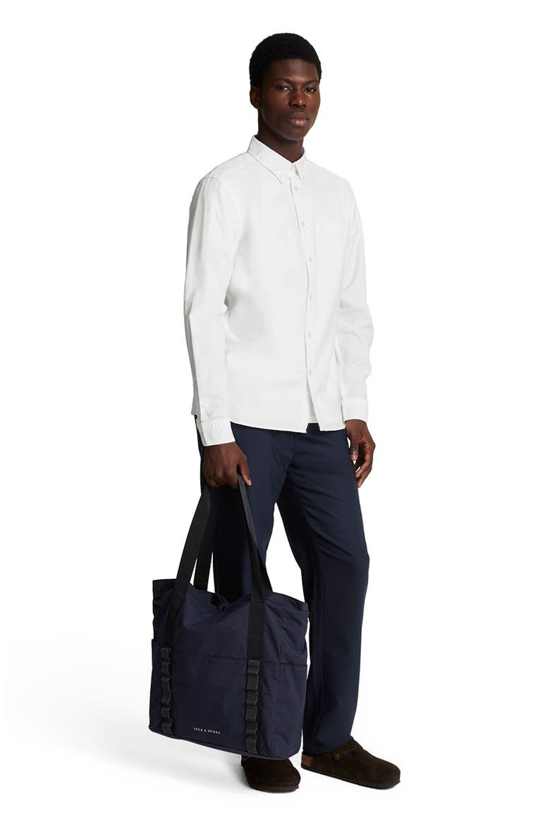 Tonal Eagle Plain Oxford Shirt, Main, color, White