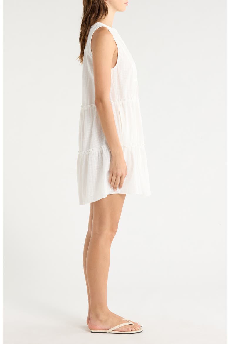 Tiered Cotton Seersucker Cover-Up Sundress, Alternate, color, WHITE